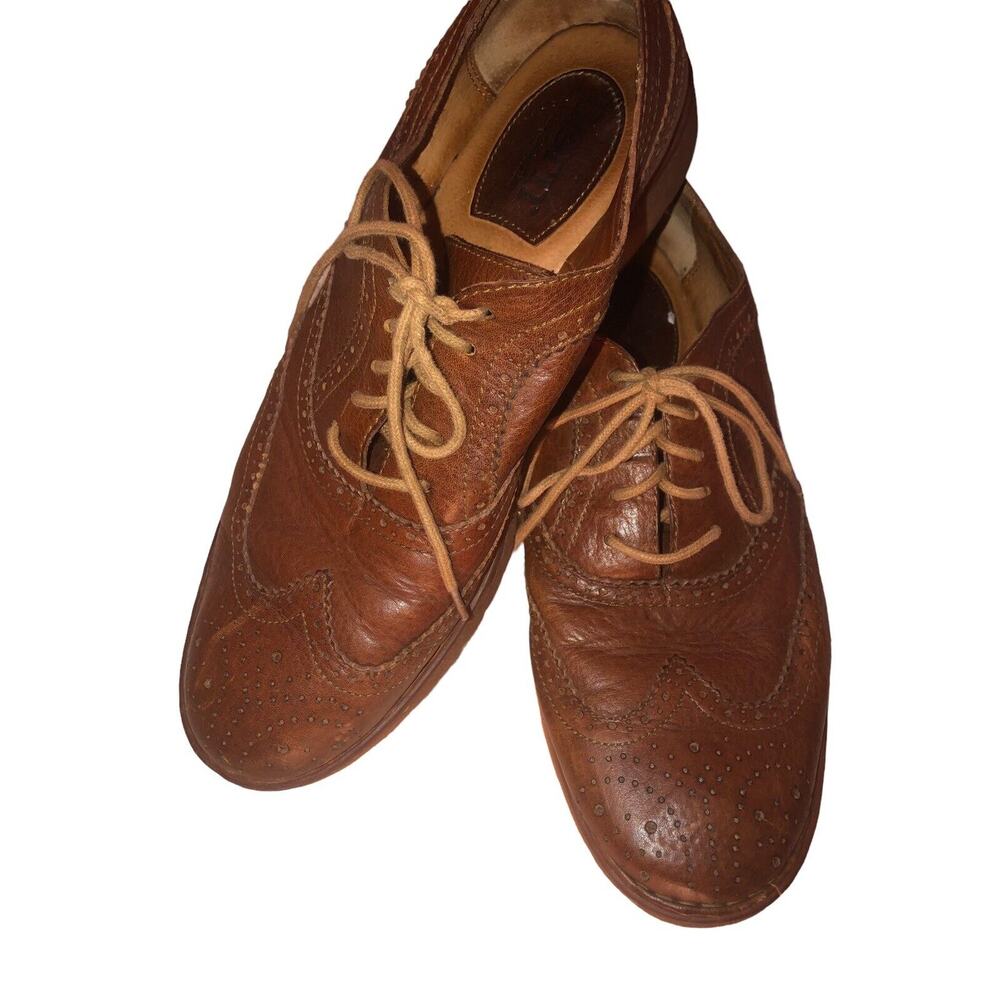 Born Mens Brown Pebbled Leather Wingtip Oxford Brogue Dress Shoes H48516 Size 13